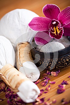Flower, spar stones, herbs