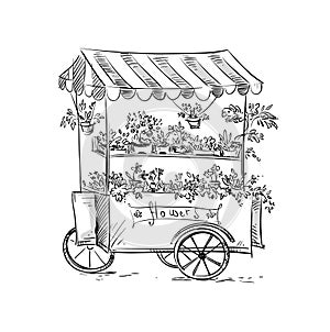 Flower stall, Florist cart.