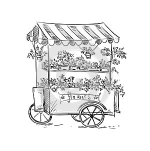 Flower stall, Florist cart. photo