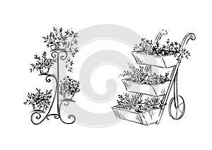 Flower stands. Vector illustration