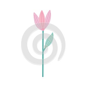 Flower stem leaf decoration isolated design icon