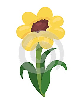 Flower stem leaf icon isolated