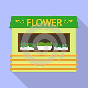 Flower street shop icon, flat style