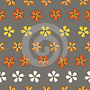 Flower stripes colorful blossoms on a gray background seamless vector repeat pattern