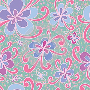 Flower style swirl seamless pattern