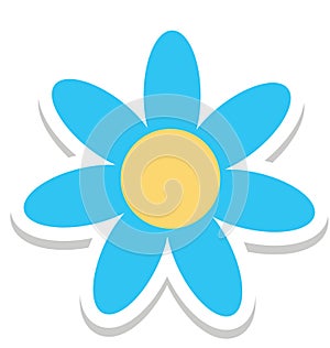 Flower, Sunflower Color Isolated Vector Icon editable