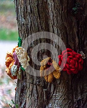 Flower Tree knitted texture bark