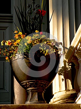 Flower Urn on Southern Mansion Porch