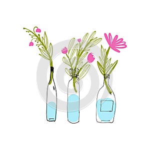 Flower in vase. Hand drawn illustration for your design