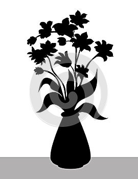 Flower Vase Silhouette - vector