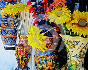 Flower and Vases in Puerto Vallarta Mexico Vendor Stall