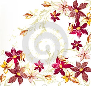 Flower vector background in pastel vintage style