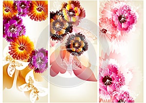 Flower vector backgrounds set