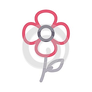 Flower thin line color vector icon