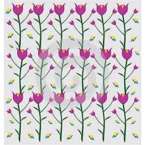 Flower vertical pattern with beautiful butterfly seamless pattern