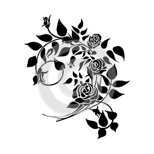 Flower vintage Baroque Victorian floral ornament frame border leaf scroll engraved retro pattern   decorative design tattoo black