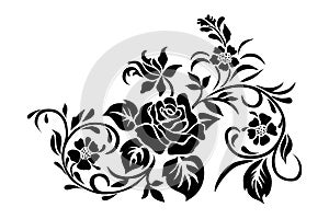 Flower vintage Baroque Victorian floral ornament frame border leaf scroll engraved retro pattern   decorative design tattoo black