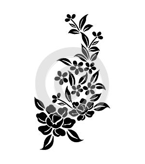 Flower vintage Baroque Victorian floral ornament frame border leaf scroll engraved retro pattern decorative design tattoo black