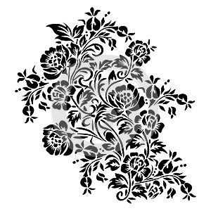 Flower vintage Baroque Victorian floral ornament frame border leaf scroll engraved retro pattern   decorative design tattoo black