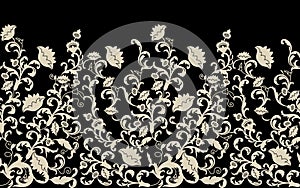 Flower vintage scroll Baroque Victorian frame border lily peony floral ornament leaf engraved retro pattern decorative design