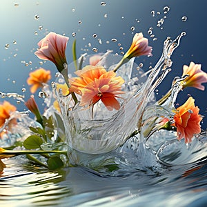 Flower water splash