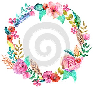 Flower watercolor wreath