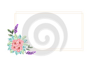 Flower watercolor wreath with garden frame