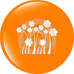 Flower web icon button isolated on white