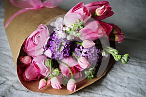 Flower wedding arrangement with ranunculus, pion photo