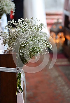 Flower wedding decorations in a church