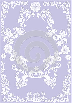 Flower white frame on lilac