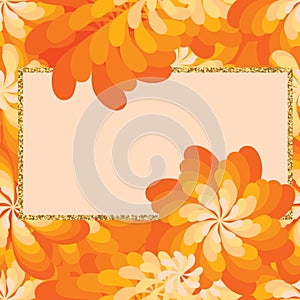 Flower windmill orange giltter frame seamless pattern