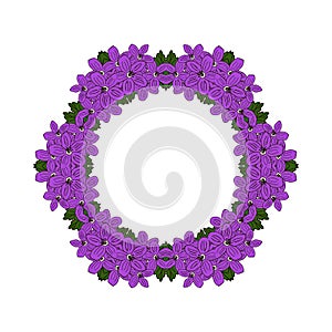 Flower wreath isolated on white background. Round frame for your design, greeting cards, wedding announcements, posters