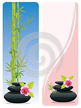 Flower and zen stones banner