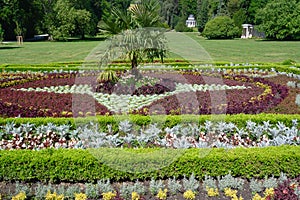 Flowerbed at Castle Wilhelmhohe in Mountainpark, Bergpark, Castle Park, Germany