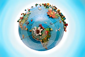 Flowered America Globe