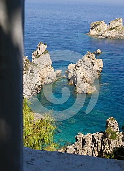 Flowered balcony on the Aegean Sea