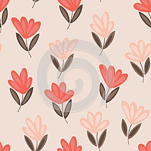 Flowering here and there seamless vector pattern