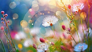 Flowering lightweight fluffy flower in meadow, beautiful nature in meadow