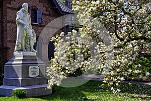 Floreciente un árbol antes estatua 