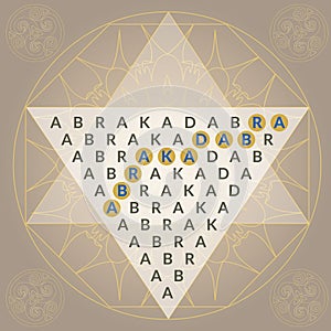 Abracadabra Magic Mantra Illustration within Triangle, Octagon and Circle photo