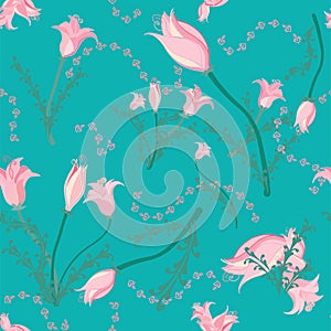 Soft flowers on teal background photo