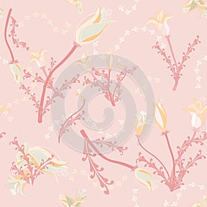 Soft pastel flowers on light pink background photo