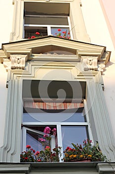 Flowerpots with geranium window