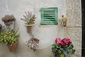 flowerpots street in the tourist island of Mallorca, Valdemosa c photo