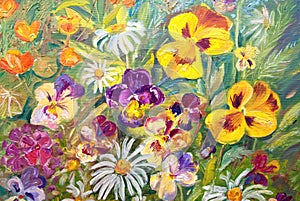 Kvetina záhrada olej maľovanie 