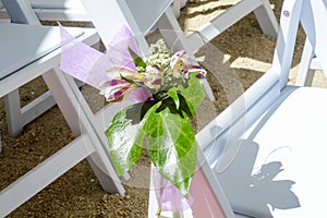Decoration with wild flowers in an outdoor celebration. photo