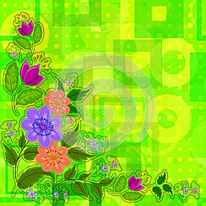 Flowers on Abstract Background