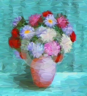 Flowers Asters, Low Poly