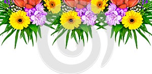 flowers banners. Greeting gift card background. Flower bouquet template banner isolated on white background. Floral